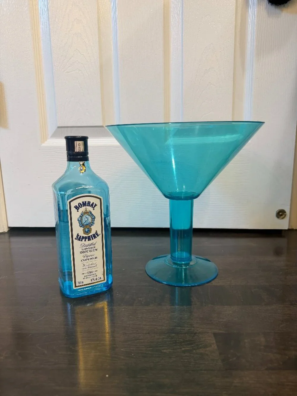 GIANT Turquoise Clear Plastic Martini Glass